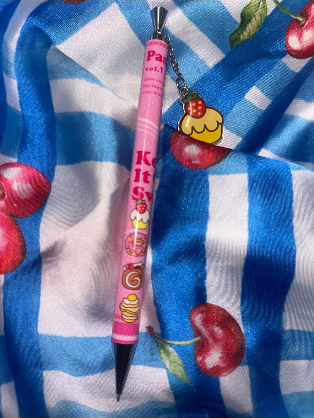Pink Strawberry Cupcake Charm Mechanical Pencil - Kids Toys